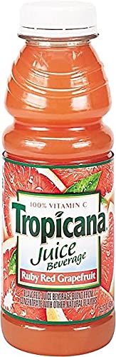 Tropicana 57161 100% Juice, Ruby Red Grapefruit, 10oz Bottle, 24/Carton